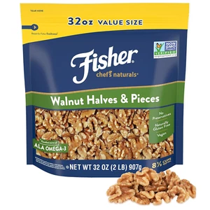 Chef'S Naturals Walnut Halves & Pieces 32 Oz, 100% California Unsalted Walnuts f - Picture 1 of 12