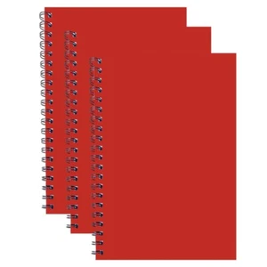 3 x A5 Notebook Wire Bound Ruled 140 Pages Perforated 68gsm School Note Pad Red - Picture 1 of 12