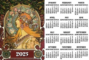 ART NOUVEAU MUCHA ZODIAC ASTROLOGY HOROSCOPE LOCKER FRIDGE 2025 CALENDAR MAGNET - Picture 1 of 1
