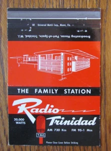 RADIO TRINIDAD STATION MATCHBOOK COVER: TRINIDAD, WESTINDIEN STREICHHOLZHÜLLE -A14 - Bild 1 von 2