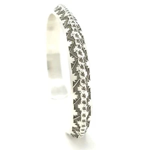 Adrian Reeves Long Navajo Sterling Silver Stamped Triangle Cuff Bracelet - Picture 1 of 9