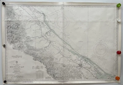 Винтажная бумажная карта 1965 Вьетнам Азия Южно-Китайское море ВМС США - Изображение 1 из 4