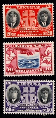 EBS Lituânia 1934 - Aviators Darius and Girenas - Lituanica - Mi. 385-387 MNH** - Imagem 1 de 4