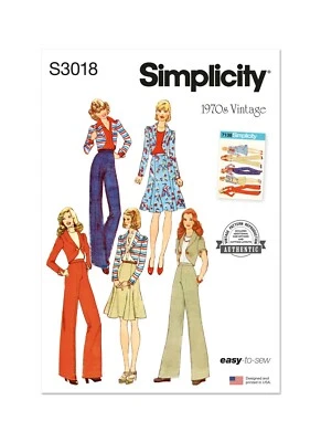 SIMPLICITY 3018 MISSES 1970's PANTS SKIRT JACKET Sewing Pattern 6-14 & 16-24 - Image 1 of 4