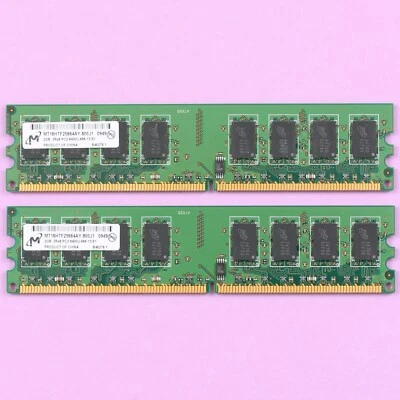4GB DDR2 RAM (2x 2GB) Micron PC2-6400 800Mhz 2x2GB Desktop Memory - Image 1 of 4