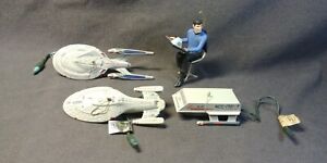4 Star Trek Hallmark Christmas Ornament Enterprise Galileo Shuttle Spock Lot