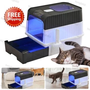 XXL Cajón de Inodoro para Gatos Autolimpiante con Lámpara UV y Protección Anti Salpicaduras Negro - Imagen 1 de 13