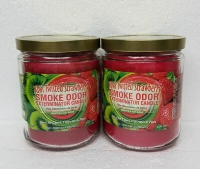 Smoke Odor Exterminator 13oz Jar Candle Kiwi Twisted StrawberrySet of 2 Candles. - Image 1 of 2