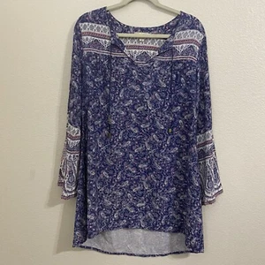 Billabong Womens Dress Size M Eternal Winter Blue Purple Paisley Boho Short m2 - Picture 1 of 11
