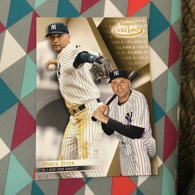 Derek Jeter Yankees Class 2 Version 2/10 made Jersey # 2018 Topps Gold Label 5x7 - Image 1 of 3