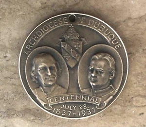 Bronze 1937 Centennial Medal: Archdiocese of Dubuque IA; St Raphael's Tower - Picture 1 of 2