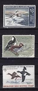 MATT'S STAMPS US SCOTT #RW34-RW36, $3 DUCK STAMPS, SIGNED BUT NEVER HINGED - Picture 1 of 3