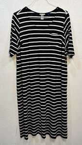 NEW Catherines Shift Dress Women Petite 2XWP Striped Short  Sleeve Pullover - Picture 1 of 10