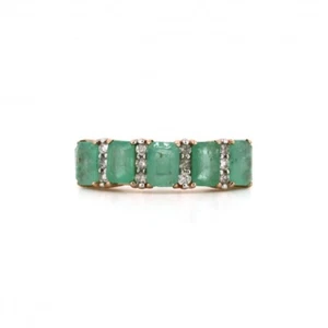 14K Rose Gold, Emerald and Diamond, Eternity Ring - Picture 1 of 4