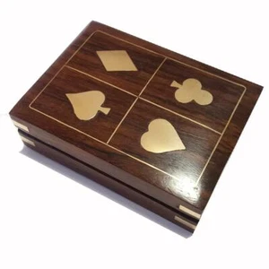 Genuine Sheesham/Rosewood Hand Crafted with Symbols design Card 2 Set - Picture 1 of 6