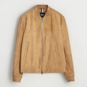 HUGO BOSS Malbano Suede Jacket 50530220 Medium Beige Sz.48/M - Picture 1 of 8