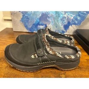 Merrell Encore Scoop schwarz Wildleder Leder Strick Kragen Mokassins Clogs Damengröße 7,5 - Bild 1 von 6