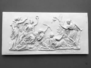 DIANA / ARTEMIS HUNTING - MARBLE WALL PLAQUE / RELIEF Barbedienne Fondeur 11.5" - Picture 1 of 8