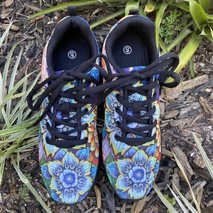 Floral Tennis Shoes Sneakers Casual Lace Up Light Weight Womens EURO SZ 40 Ted B - Picture 1 of 10