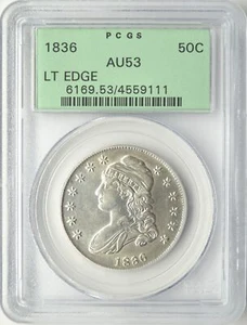 1836 CAPPED BUST HALF DOLLAR 50C PCGS AU 53 OGH - Picture 1 of 2