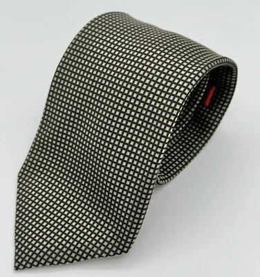 Corbata para hombre Chaps negra tostada cuadrada punto blanco seda talla 57,5 por 3,5 Foto 1 de 4