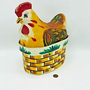 Caja de pollo vintage de papel maché arte popular primitivo papel maché - Imagen 1 de 10