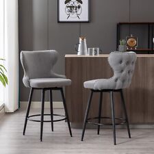 A&A Furniture 25" Modern Linen Swivel Counter Height Bar Stool Chair