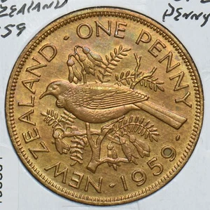 New Zealand 1959 Penny Tui Bird 198891 combine shipping - Picture 1 of 2