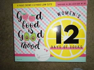 Damen-Socken 12 Tage 4 Paar Crews und 8 Paar tief geschnitten bezaubernd NEU! - Bild 1 von 2