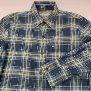 Vintage Abercombie & Fitch Button Down Shirt Men Medium Plaid Logo 100% Cotton - Picture 1 of 9