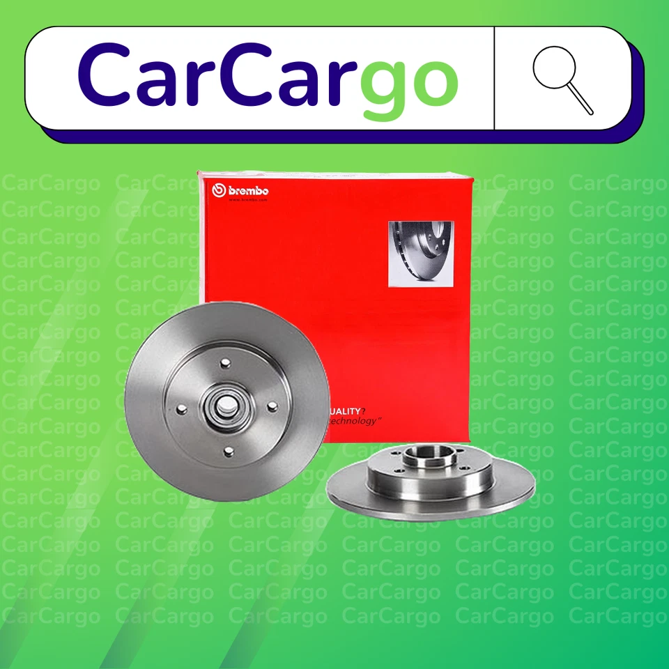 Brembo Solid Rear Brake Discs Pair For Peugeot 307 1.4 16V 2003-2007 249 mm - Image 1 of 4