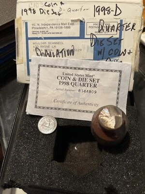 United States Mint COIN & DIE Set 1998 Quarter - Denver - Original Box & COA - Image 1 of 4