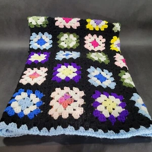 Granny Square Afghan Lap or Chair Blanket Hand Made Vintage Rosanne 44"x52" - Picture 1 of 9