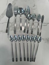 16 Pcs JH Carlyle Hong Kong Cameo Stainless Silverware Vintage Used