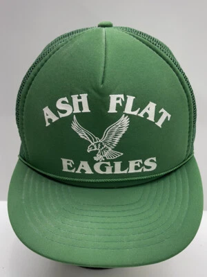 Sombrero de camionero de malla a presión de espuma vintage - verde águilas planas ceniza Foto 1 de 4