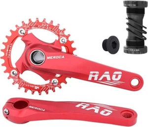 170mm Mountain Bike Hollow Integrated Crankset With 104BCD 52T Cahinring - Red - Picture 1 of 6