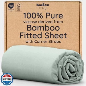 Bambaw Spannbettlaken mit elastischen Eckbändern, 100% Viskose aus Bam - Bild 1 von 5
