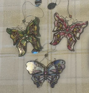 Weihnachten Bradford Exchange Seidenflügel Schmetterling Ausgabe #4 Ornamente 3er Set - Bild 1 von 6