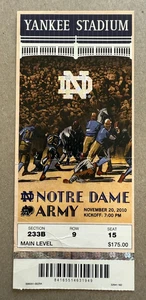 TK 2010 NOTRE DAME ARMY WEST POINT Football TICKET STUB Yankee Stadium USMA - Bild 1 von 5