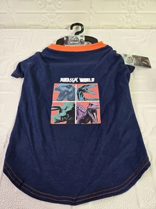 NUOVO Jurassic World Movie Dinosauro T-Shirt Vestiti per Cani Abbigliamento per Animali Domestici Taglia Large  - Foto 1 di 9