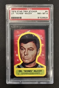 1976 #4 Topps Star Trek PSA 8 Dr Bones Graded Sticker Complete Your Set - Picture 1 of 2