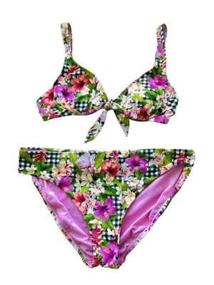 Bleu Rod Beattie 2 Piece Bikini Set Top Bottom Swimsuit Floral Gingham Size M/L - Image 1 of 4