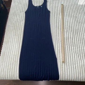 Elie Tahari EUC Dark Blue Rib Knit Merino Wool Tank Midi Dress Large - Picture 1 of 10
