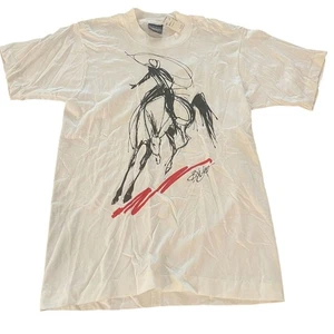 Vintage B. Wyko Pferd Kunst Bildschirm Sterne Einzelnaht SS T-Shirt Hergestellt in den USA, Größe S Neu mit Etikett - Bild 1 von 7