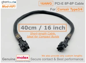 ⚡️UPgrading-16AWG PCI-E (GPU) 8-Pin Cable for Corsair Type3/4 - 📏40cm / 16 inch - Picture 1 of 8