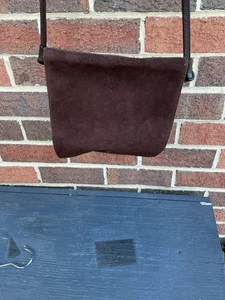 Eileen Fisher Italian Suede Leather Square Crossbody Bag Minimalist Purse  Brown - Picture 1 of 9