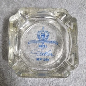 Vintage Hotel Statler New York Around The World Ashtray Clear Glass 3 3/4" - Picture 1 of 2
