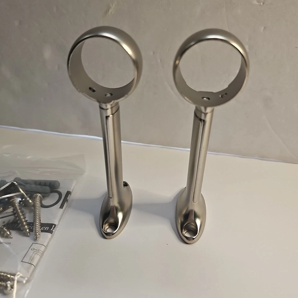 Soporte de varilla de cortina universal Levolor hasta 1" varillas redondas montaje en 3 vías nichel 2ct Foto 1 de 4