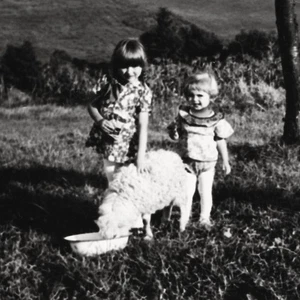CHILDREN WITH ANIMALS, vintage little girl portrait children farm life +6239E - Picture 1 of 2