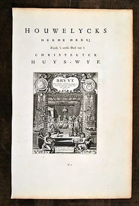 J Cats 1700 Orig Kupferstich Houwelick Hausfrau House Wife Braut Bruyt Bride - Bild 1 von 11